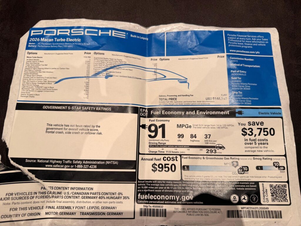  A 2026 Porsche Macan Turbo EV Lost Nearly $50,000 After Just Three Months And 2K Miles