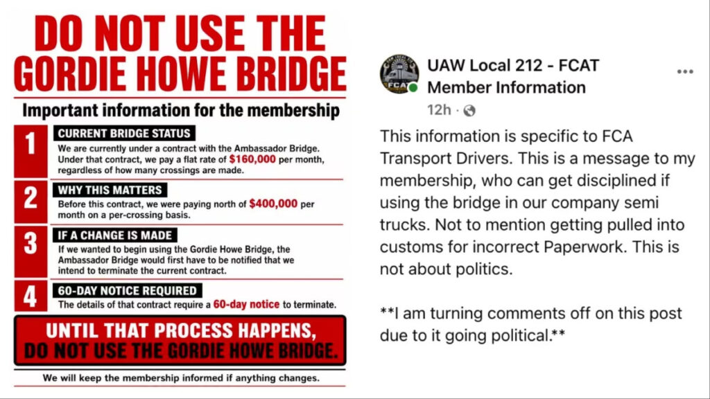  Stellantis Drivers Could Be &lsquo;Disciplined&rsquo; For Using Detroit&rsquo;s New Bridge To Canada