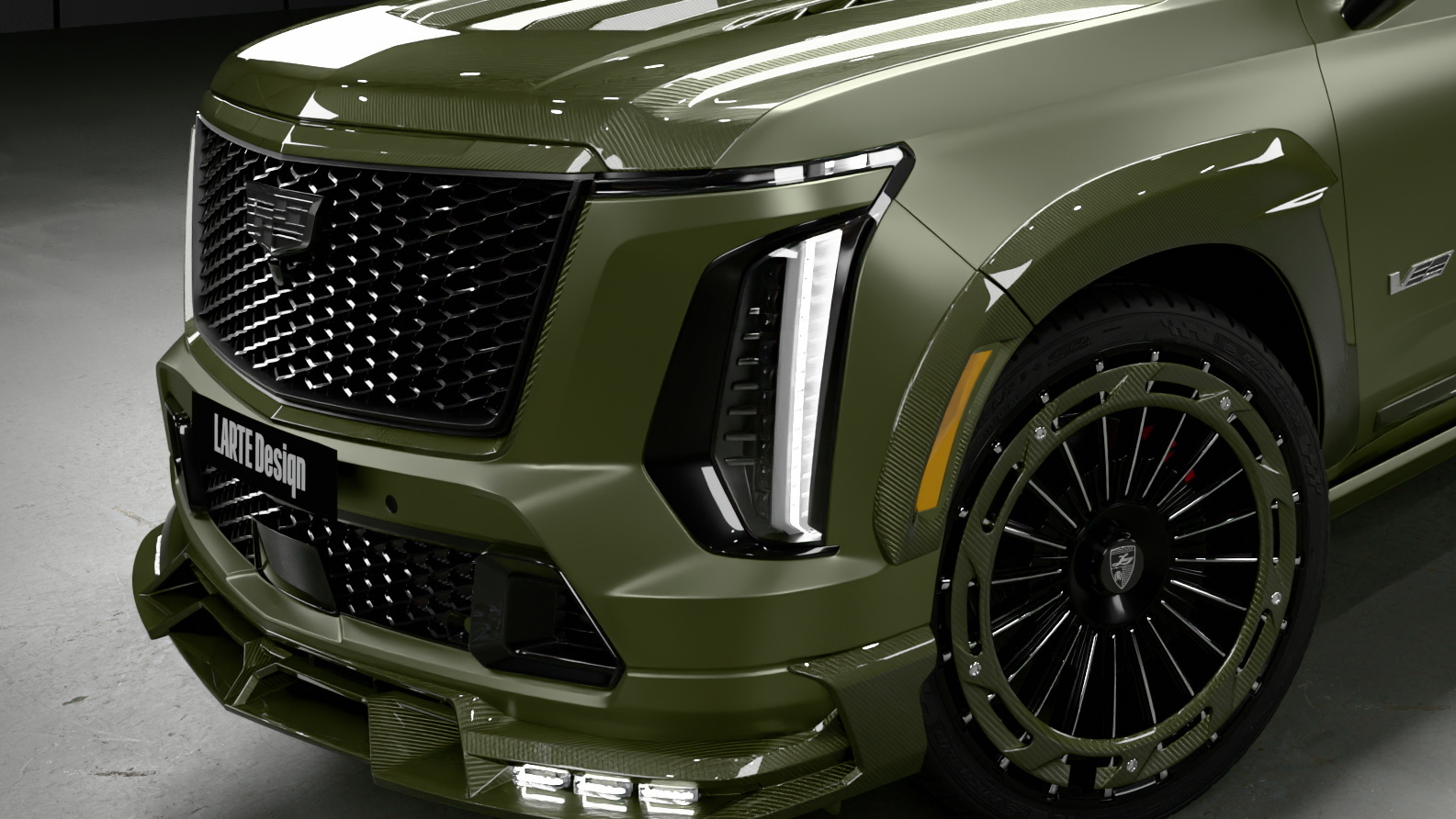 Larte Design 推出碳纖維套件，為凱迪拉克 Escalade-V 披上軍綠色戰袍