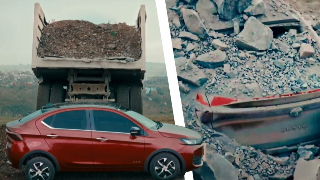  Tata Buried Its New $5.5K Sedan Under 20 Tons Of Gravel To Prove A Point