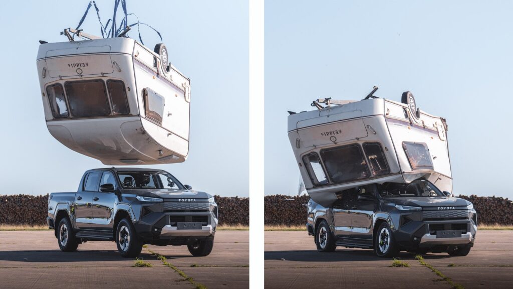 Toyota Crushed The Hilux BEV With A Caravan Because Internet Nostalgia Demanded It