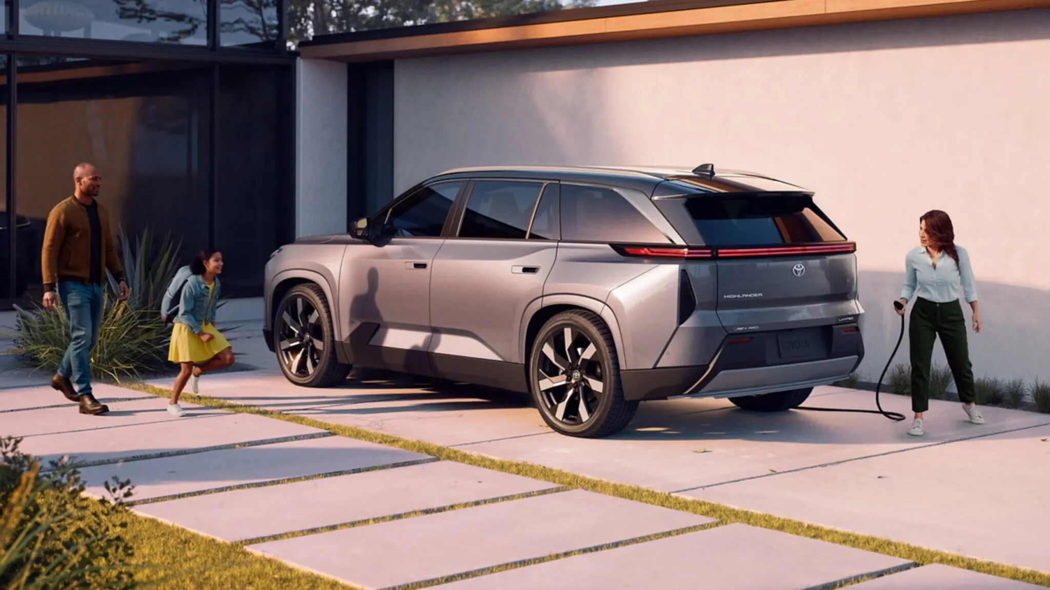 2027 Toyota Highlander electric SUV rear quarter styling